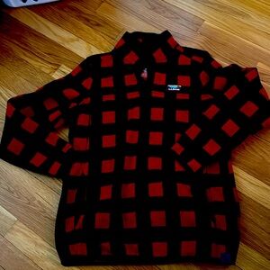 NWOT LL Bean Red Buffalo Check Snap-T Fleece Pullover